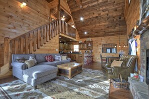 Smart TV, fireplace, video games, DVD player