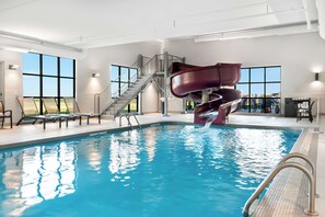 Indoor pool, open 8:00 AM to 11:00 PM, sun loungers