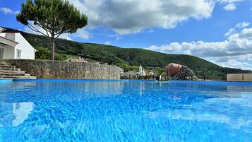 Outdoor pool, sun loungers
