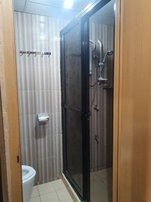 Shower, bidet, towels, soap