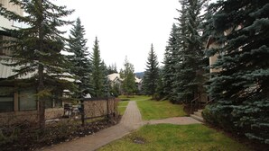 A pathway leading to a building surrounded by evergreen trees. - Villas Snowberry by Whistler Retreats (Whistler)