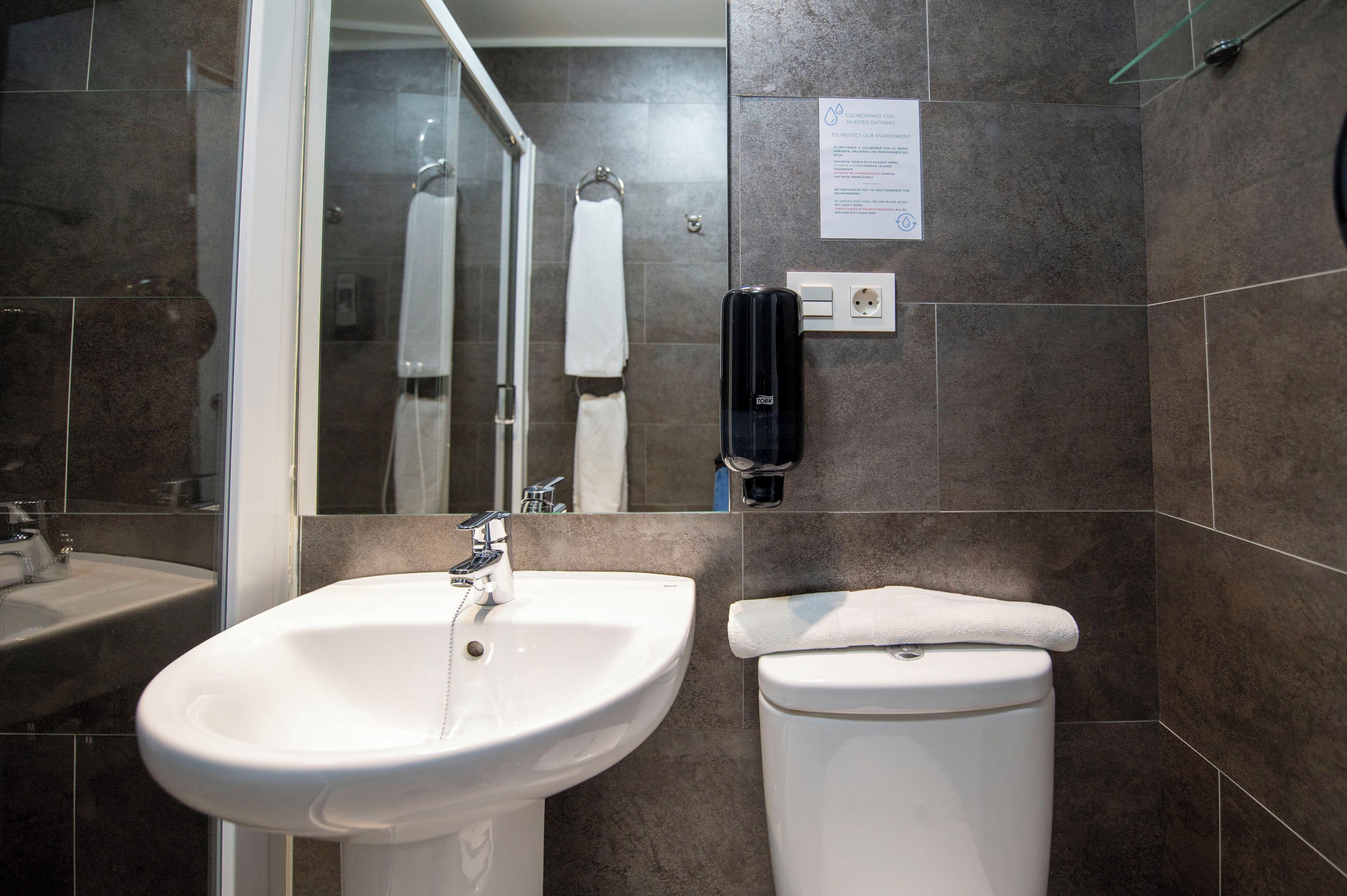 double or twin room | bathroom | hair dryer, towels, soap, shampoo