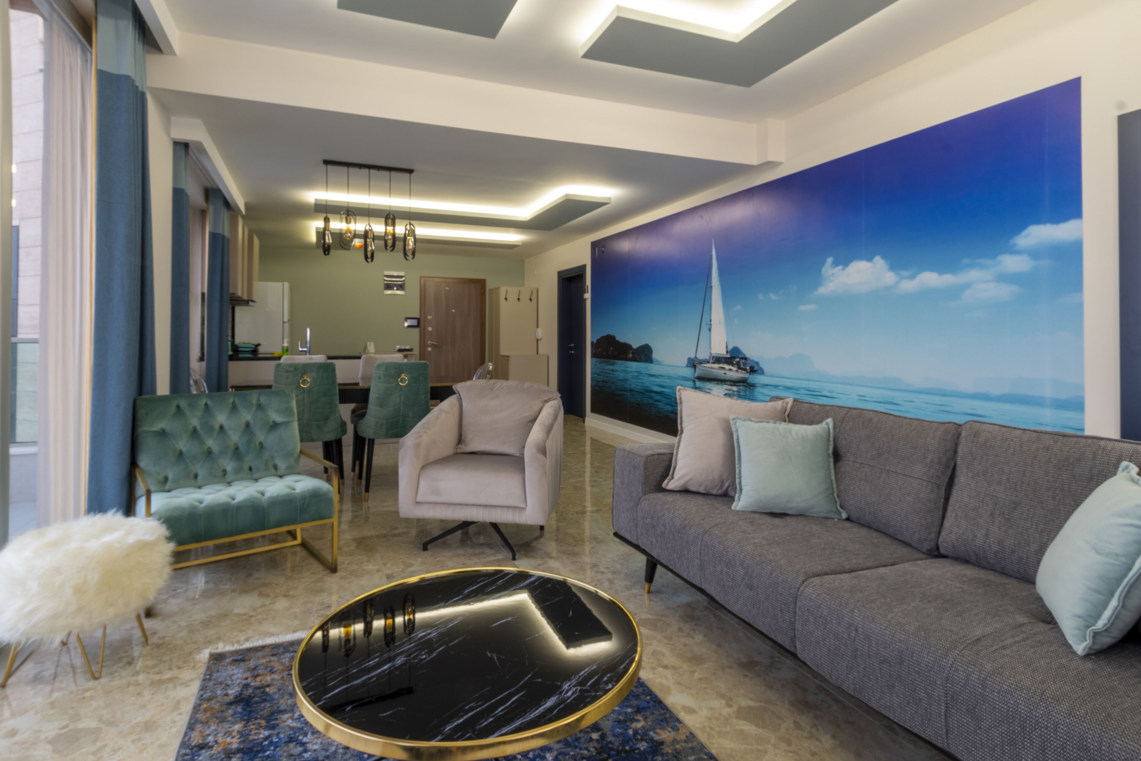 rooftoop 2+1 orablance | living room | 120-cm lcd tv with satellite channels, tv, books