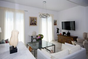 Villa, 3 Bedrooms, Private Pool (Agapi) | Living room | 50-inch Smart TV with satellite channels, TV