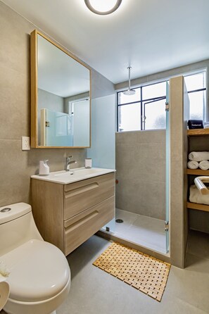 Design Apartment, 2 Bedrooms, Non Smoking, Balcony | Bathroom | Shower, rainfall showerhead, hair dryer, towels - Mi Zona Lodging WTC (Mexico City)