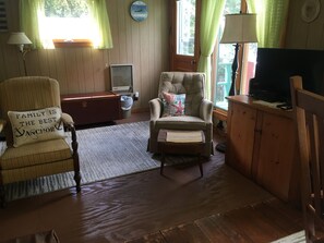 Smart TV, DVD player, books, video library