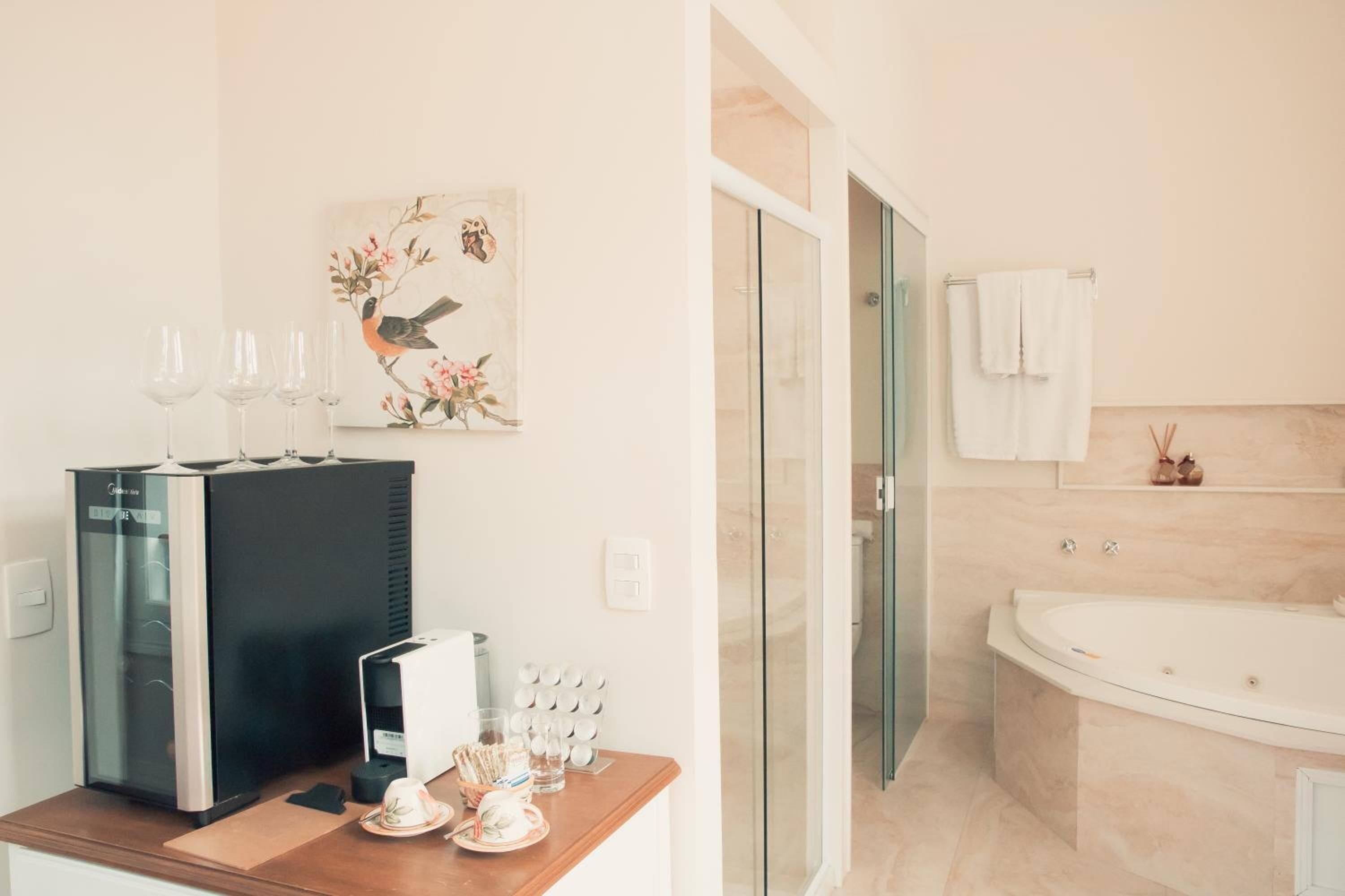 hair dryer, bathrobes, towels, soap