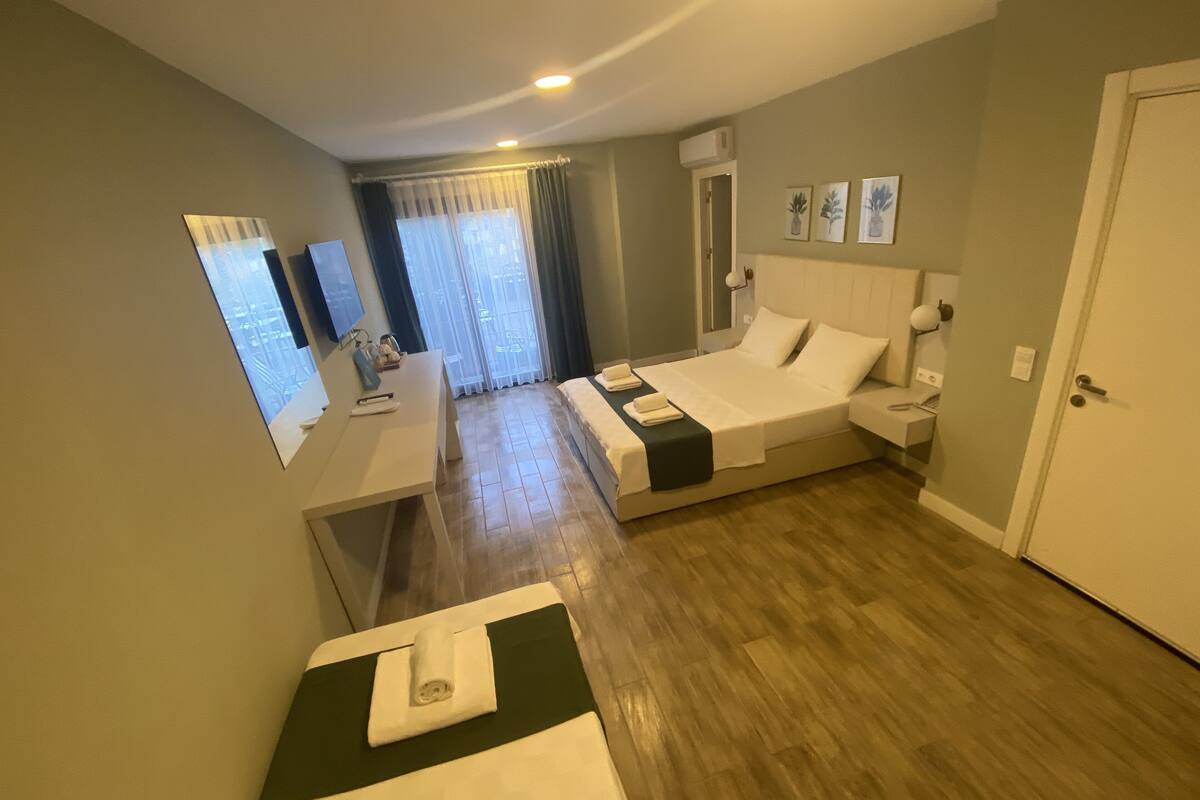 Premium bedding, minibar, desk, laptop workspace