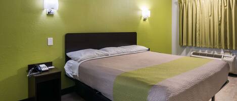 Desk, laptop workspace, free WiFi, bed sheets