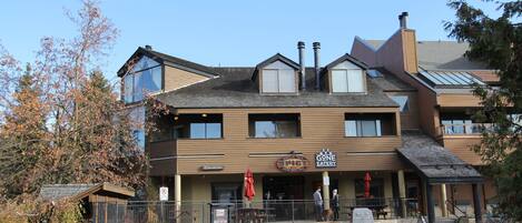 A two-story building with a restaurant named "Gone Eatery" on the ground floor.