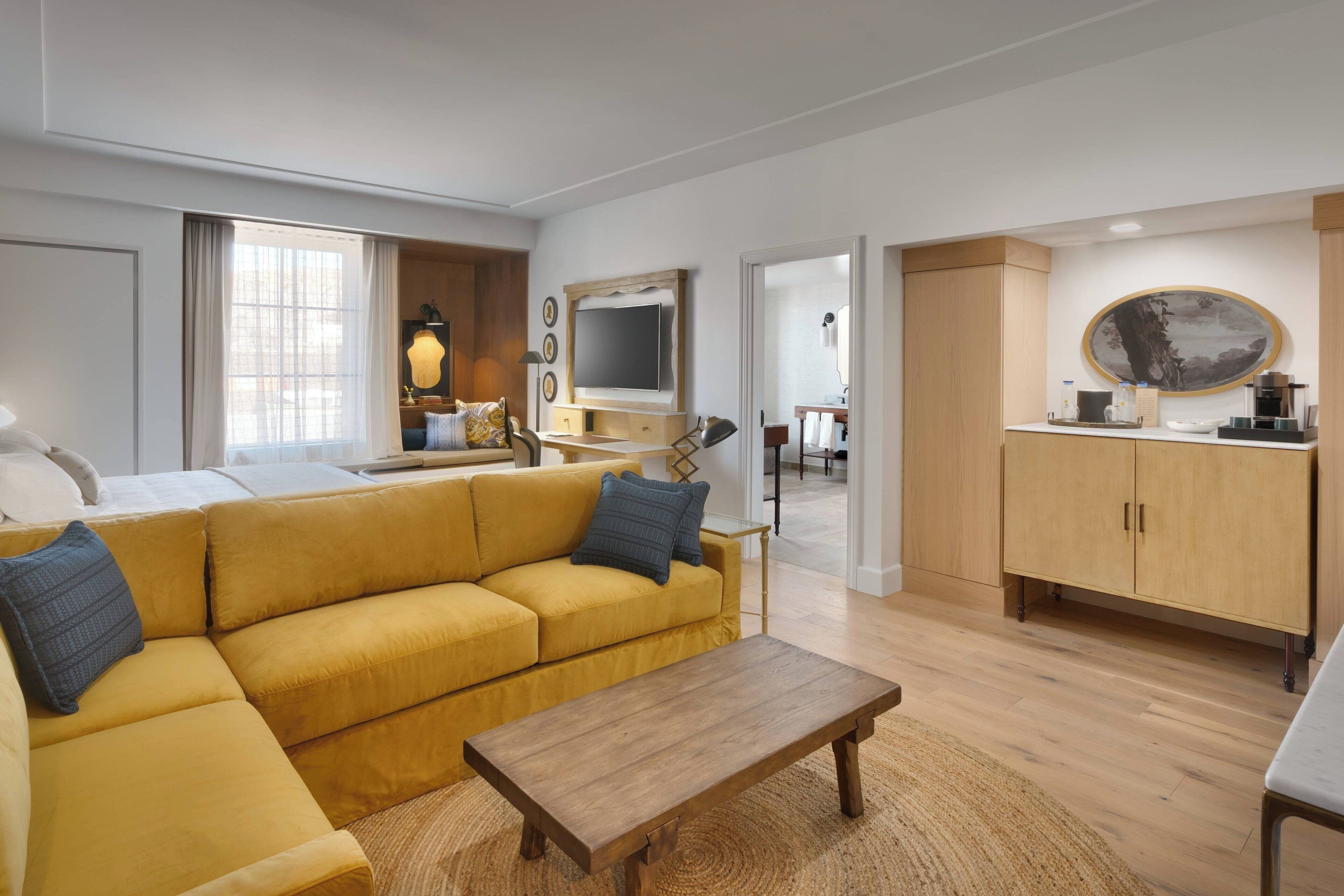 suite, 1 king bed with sofa bed | living room | 42-inch smart tv with digital channels, tv, netflix