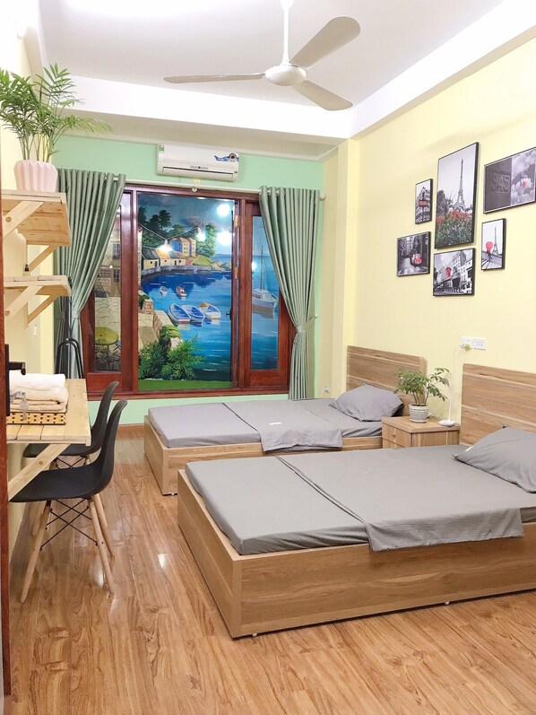 Desk, blackout curtains, iron/ironing board, cots/infant beds