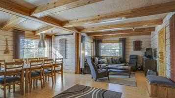 Cottage, 4 Bedrooms, Sauna | Living area | Flat-screen TV, fireplace