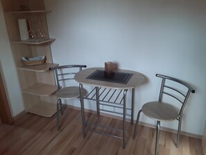 Fridge, stovetop, electric kettle, high chair