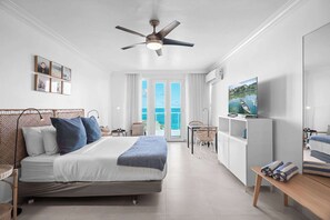 Desk, blackout drapes, iron/ironing board, travel crib - San Cristobal Studio - Oceanfront in Trendy Condado Location (San Juan)