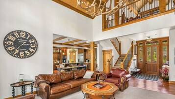 Smart TV, fireplace, video games, DVD player