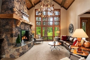 Smart TV, fireplace, video games, DVD player