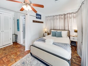 1 bedroom, iron/ironing board, travel crib, WiFi