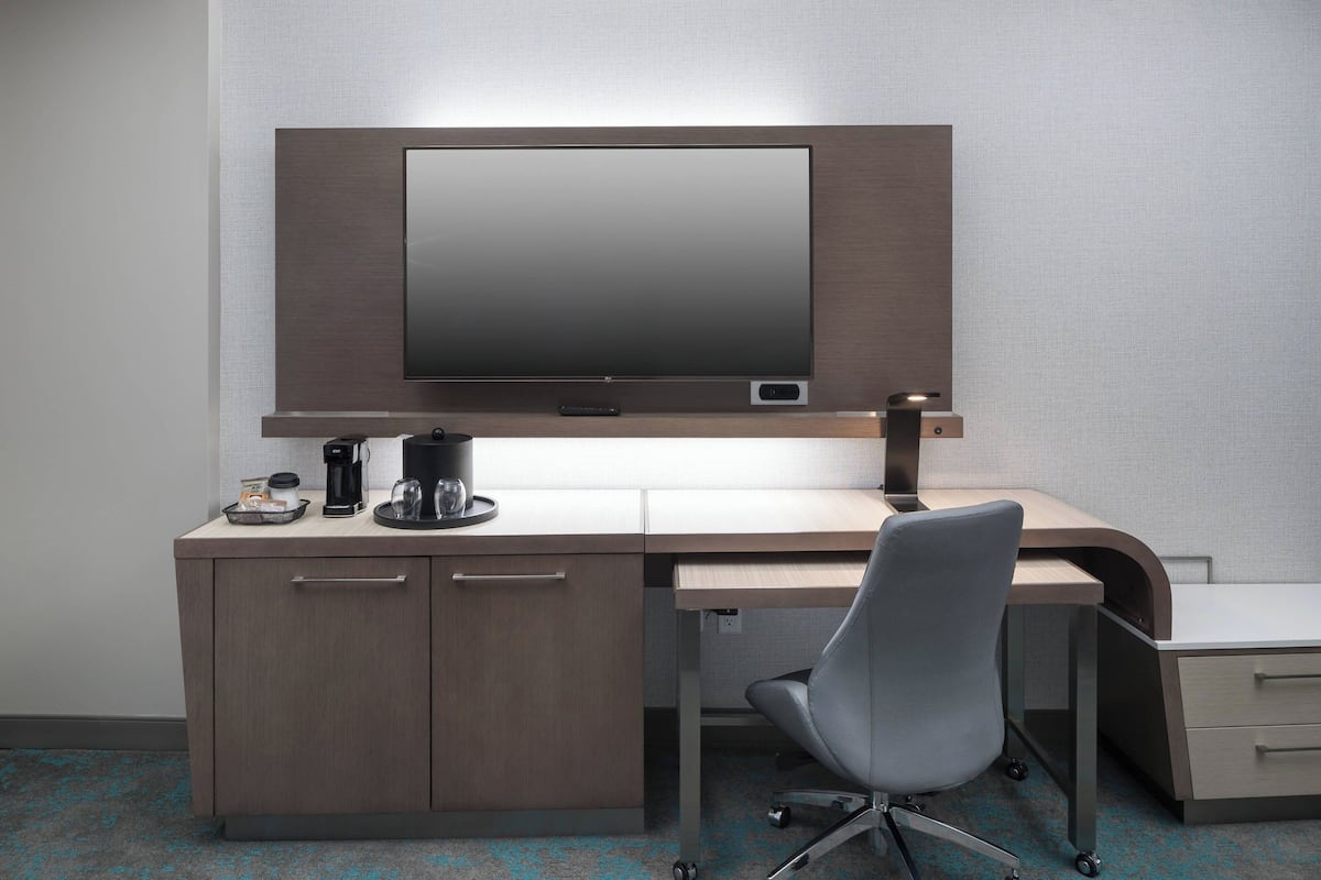 Individually decorated, individually furnished, desk, laptop workspace