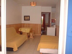 1 chambre, fer et planche à repasser