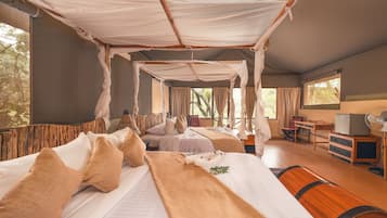 Standard Tent, 2 Queen Beds (Triple) | Premium bedding, memory-foam beds, desk, blackout curtains