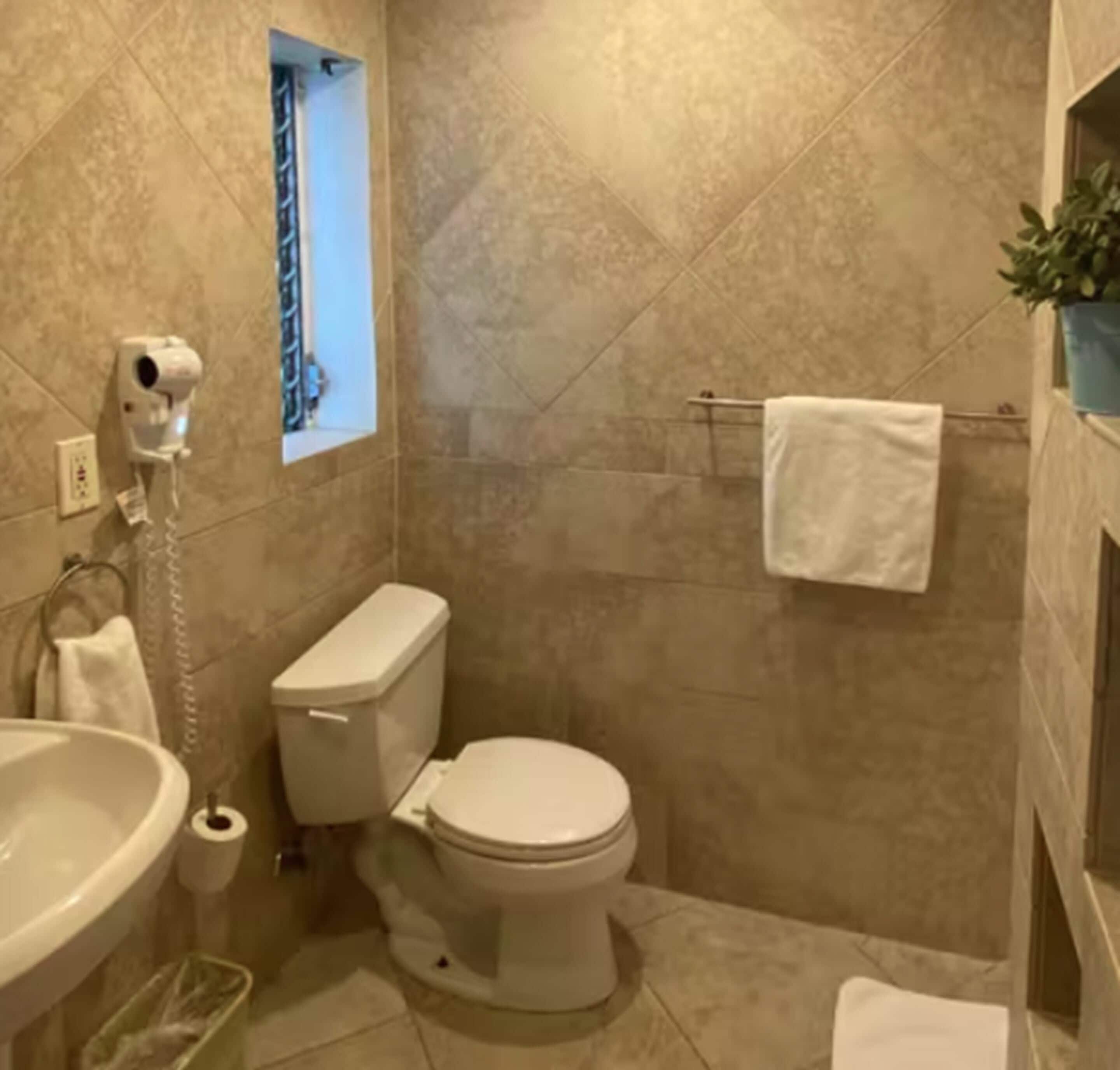 superior single room, 1 king bed, non smoking, refrigerator & microwave | bathroom | shower, hair dryer, towels