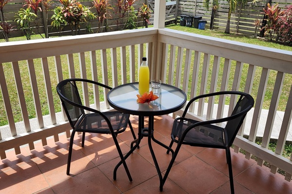 enjoy a cold drink or breakfast on the patio