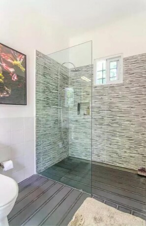 Shower, rainfall showerhead, free toiletries, hair dryer - Casa Azul (Cabarete)