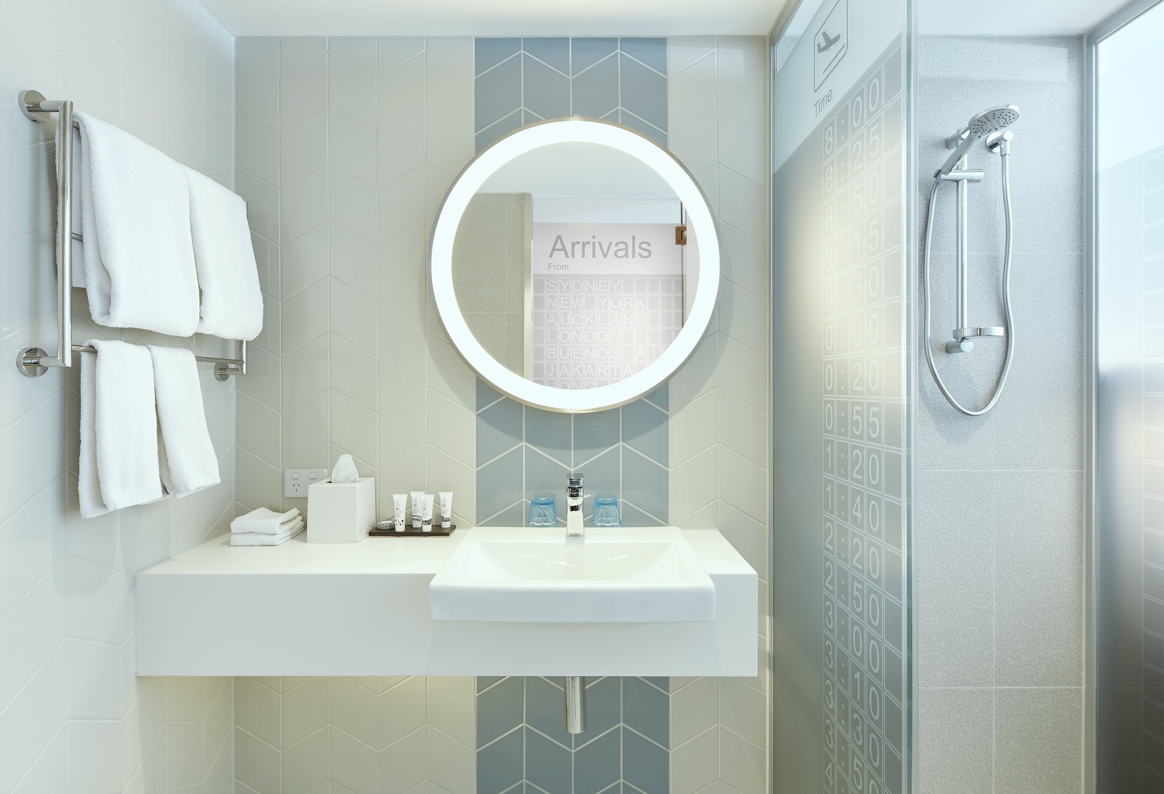 shower, designer toiletries, hair dryer, towels