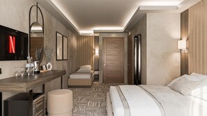 Habitación triple de diseño | Sábanas italianas Frette y ropa de cama de alta calidad