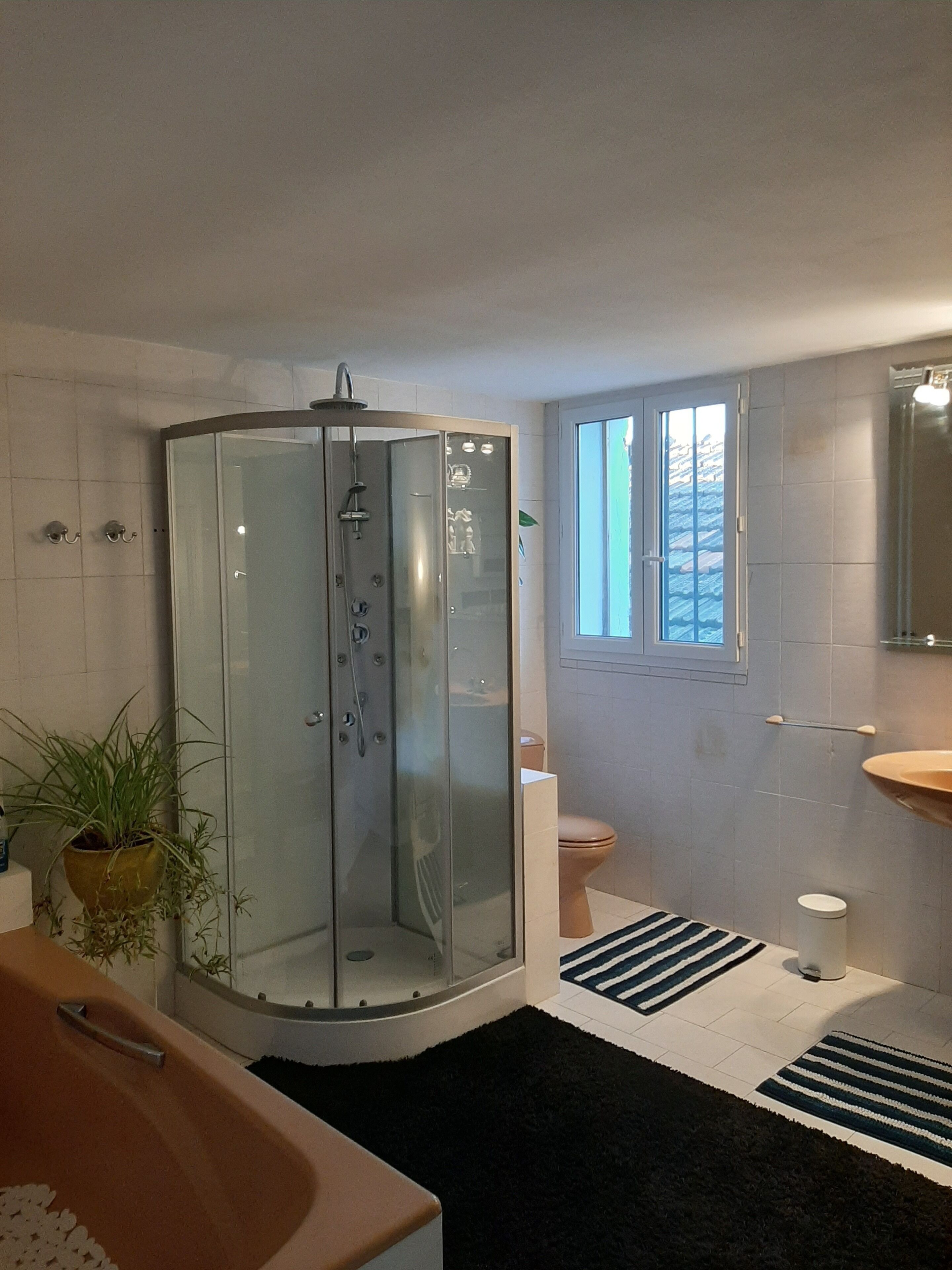 Kombination af bruser/badekar, håndklæder, Sæbe, Shampoo