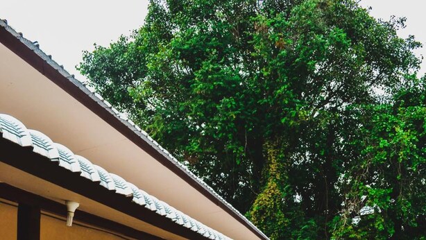 A building with a covered porch, a motorcycle parked outside, and a wooden fence in the background. - Bannkrithamed Chiangmai (Hang Dong)