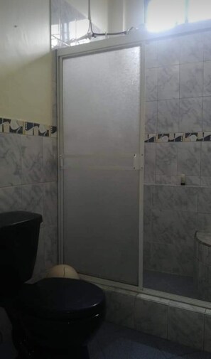Ducha y bañera combinadas, jabón y papel higiénico