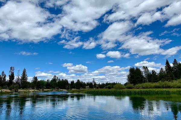 The view from our Deschutes River dock - a 1-2-minute walk from our front door