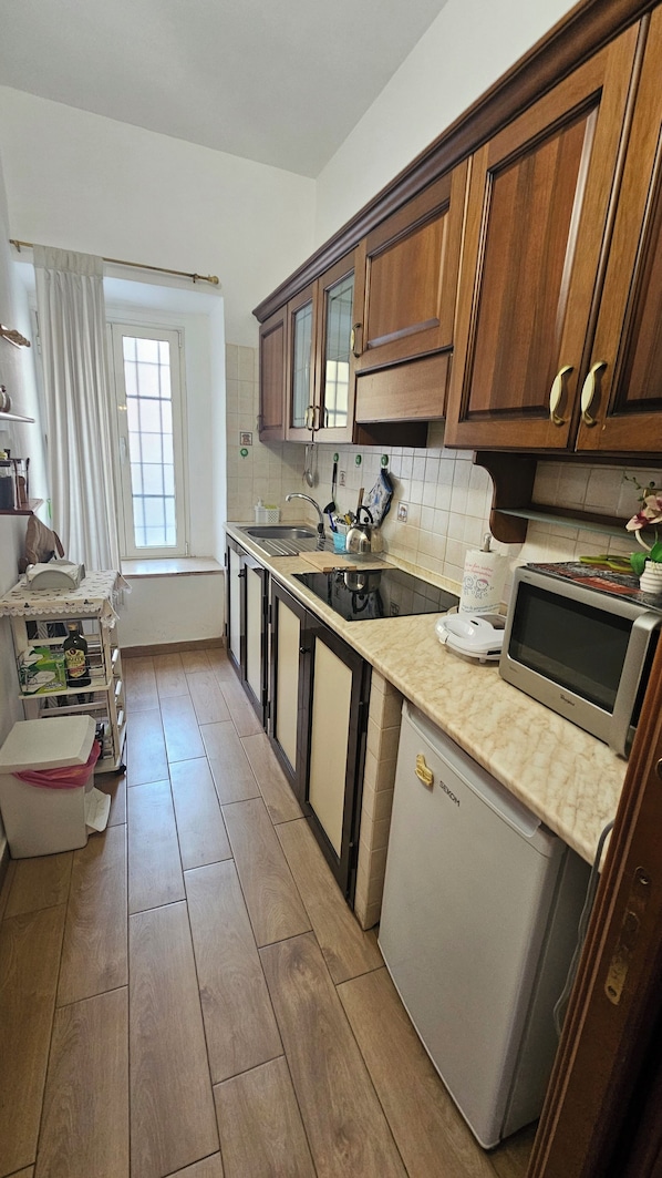 Kühlschrank, Mikrowelle, Ofen, Herdplatte