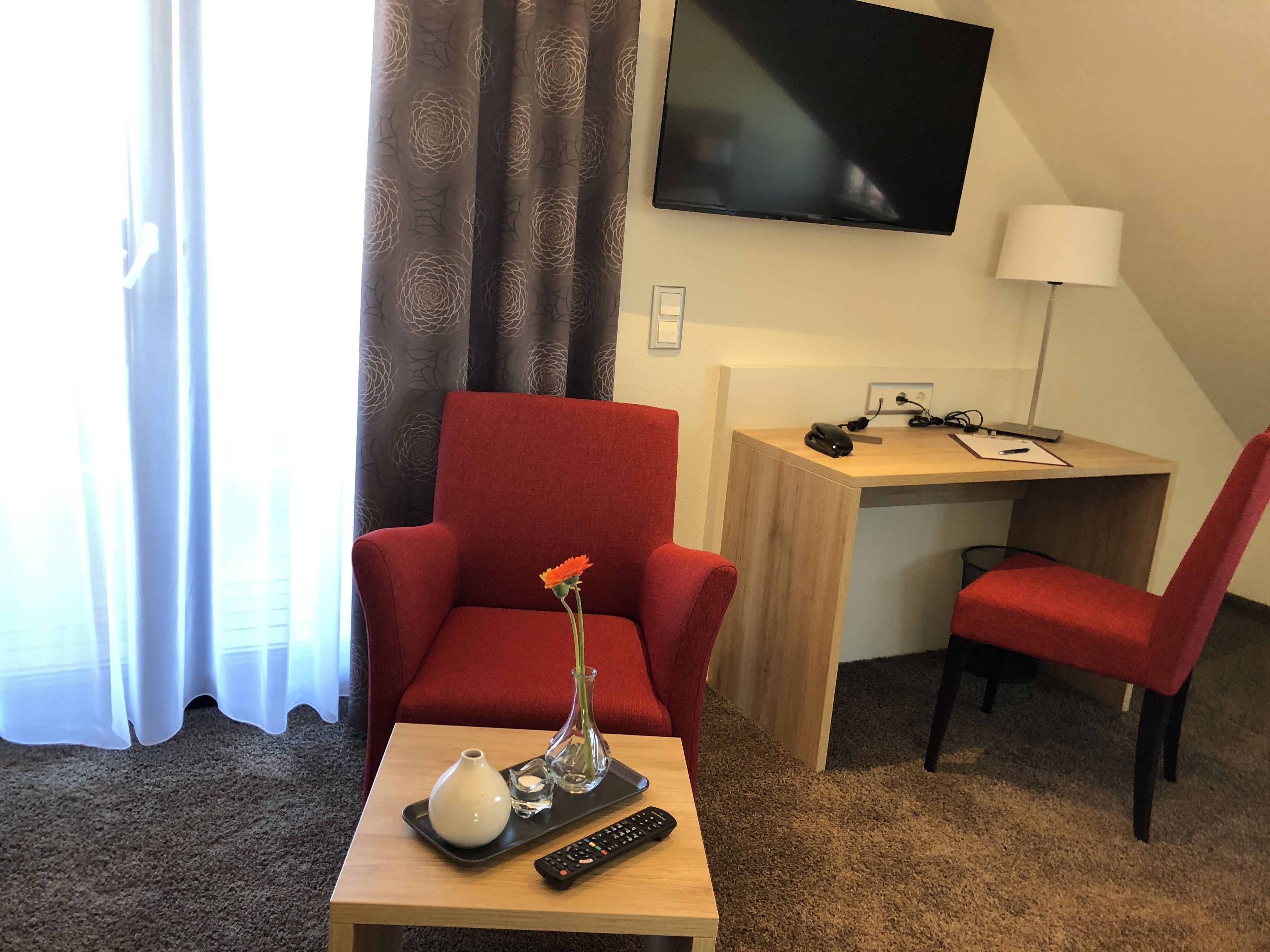 comfort double room, balcony | in-room safe, desk, laptop workspace, blackout curtains