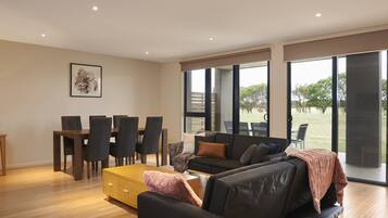 TV, DVD player, music library, video library