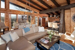 Smart TV, fireplace, DVD player, stereo