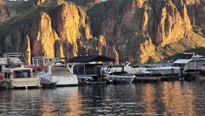 A marina with boats docked in front of a mountainous backdrop. - Truly a Las Sendas Resort home! (Mesa)