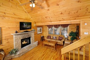 スマートテレビ、暖炉、テレビゲーム、ステレオ