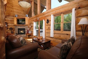 Televisión y chimenea