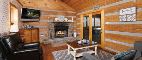 TV, fireplace, video games