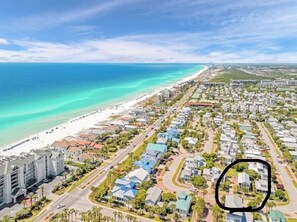 Beach nearby, sun loungers, beach towels