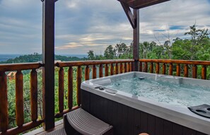 Outdoor spa tub - Breathtaking View, WIFI,HotTub,Smart TV,Theater, Game Room, Pool,Close to D’wood (Sevierville)