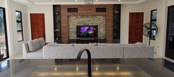 Long barn house in a lifestyle block property.