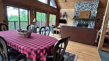 Smart TV, fireplace, video games, DVD player