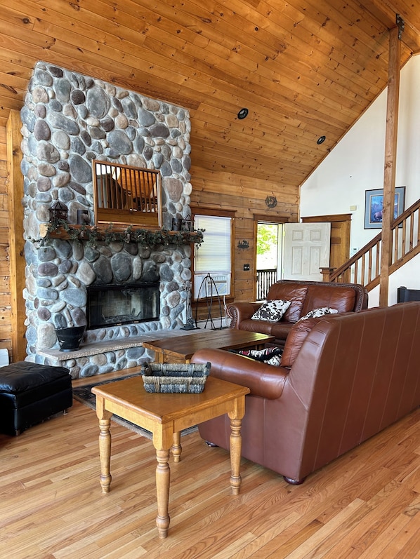 Smart TV, fireplace, video games, DVD player