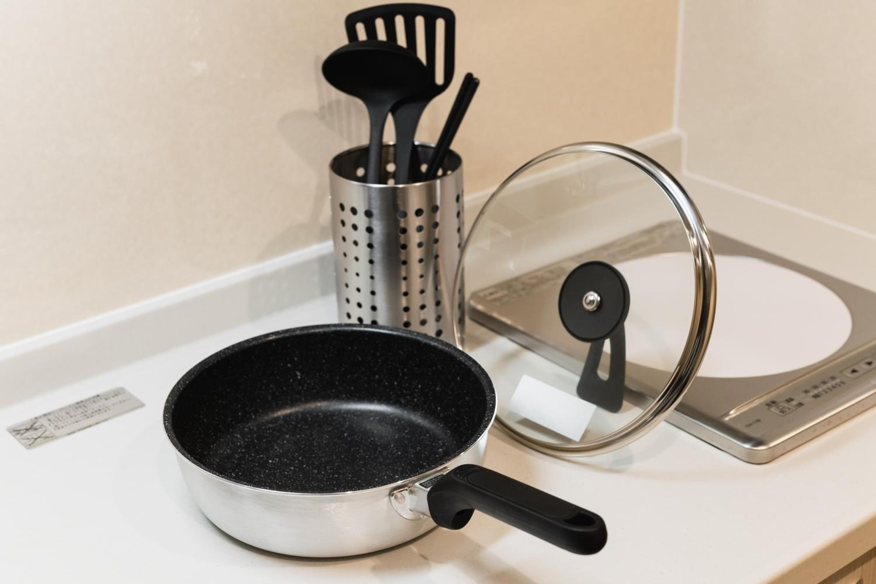 fridge, microwave, cookware/dishes/utensils