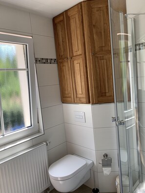 Shower, hair dryer, towels - Vacation cottage Isabel (Basedow)