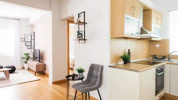 Apartment, 1 Bedroom | Private kitchen | Full-sized fridge, oven, stovetop, espresso maker